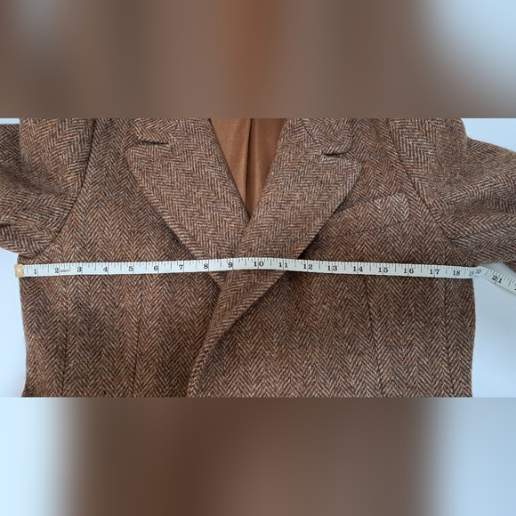 J.G. Hook VTG 100% Pure Wool Brown Herringbone Long A line Winter Pea Coat M - Picture 9 of 11